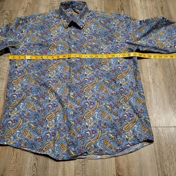 Alan Flusser Vibrant Colorful Paisley Long Sleeve Dress Shirt, Men's Size Large - Picture 6 of 8